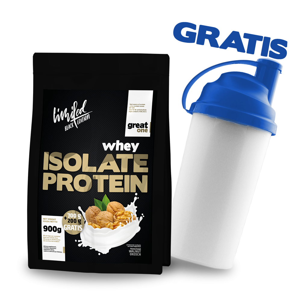 Whey Isolate Protein Limited Black Edition 900g Great One + shaker GRATIS
