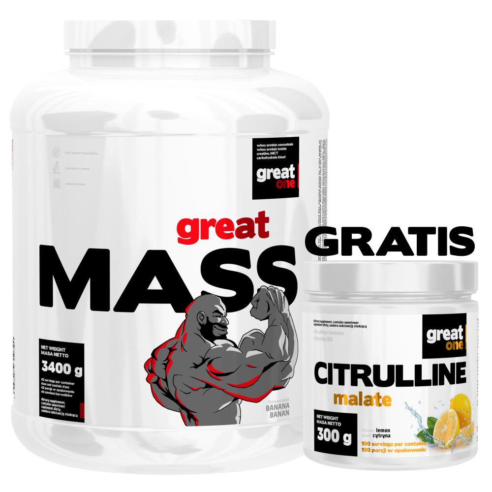 Great Mass 3,4kg + Citrulline Malate 300g GRATIS Great One