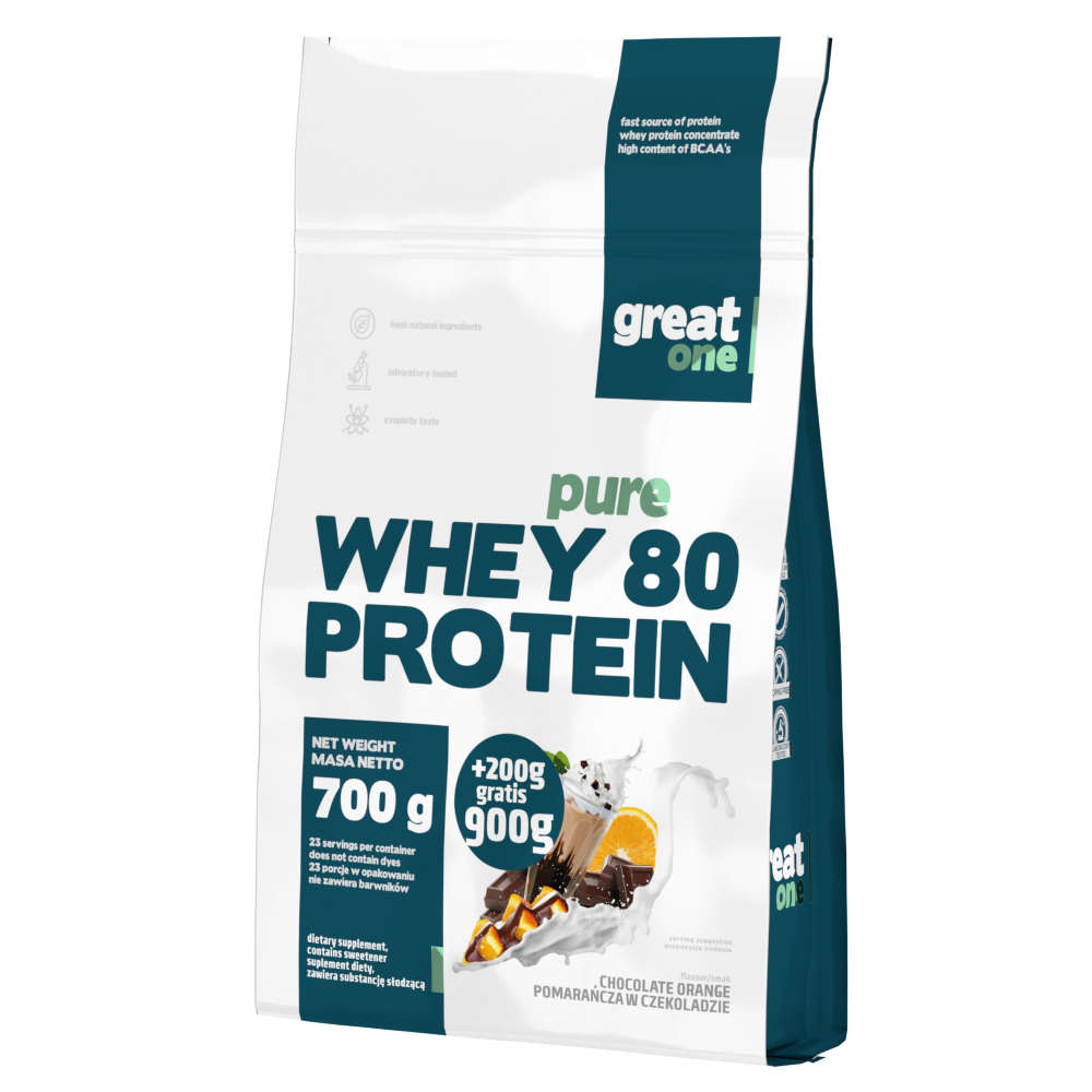 Pure Whey 80 Protein 900g (700g+200g GRATIS) Great One - białko WPC